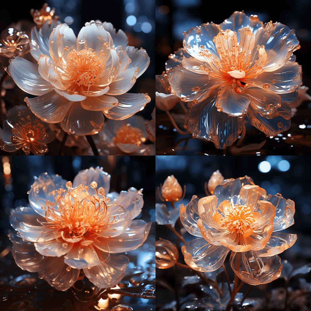 一朵神圣的牡丹花，数码植物，被弧光环绕， - Midjourney Prompt