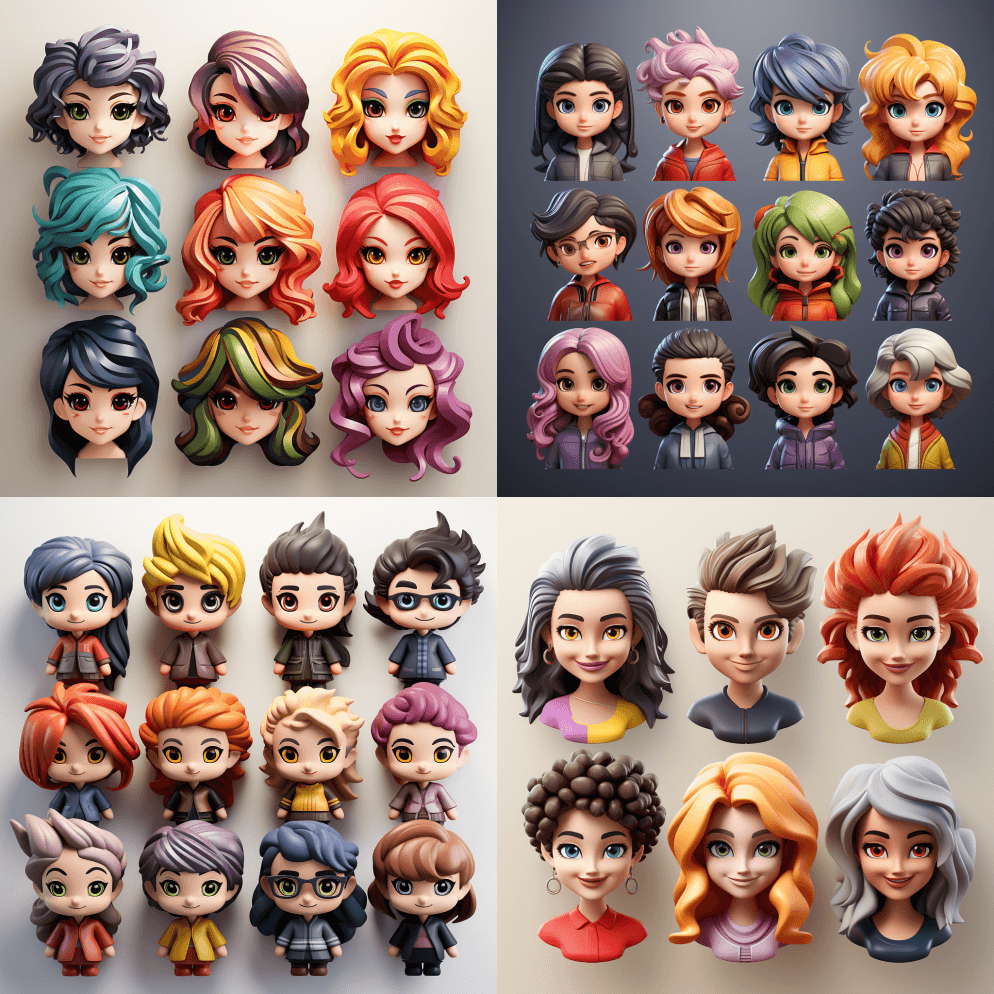 3D emoji，各种颜色和性别的独特创 - Midjourney Prompt