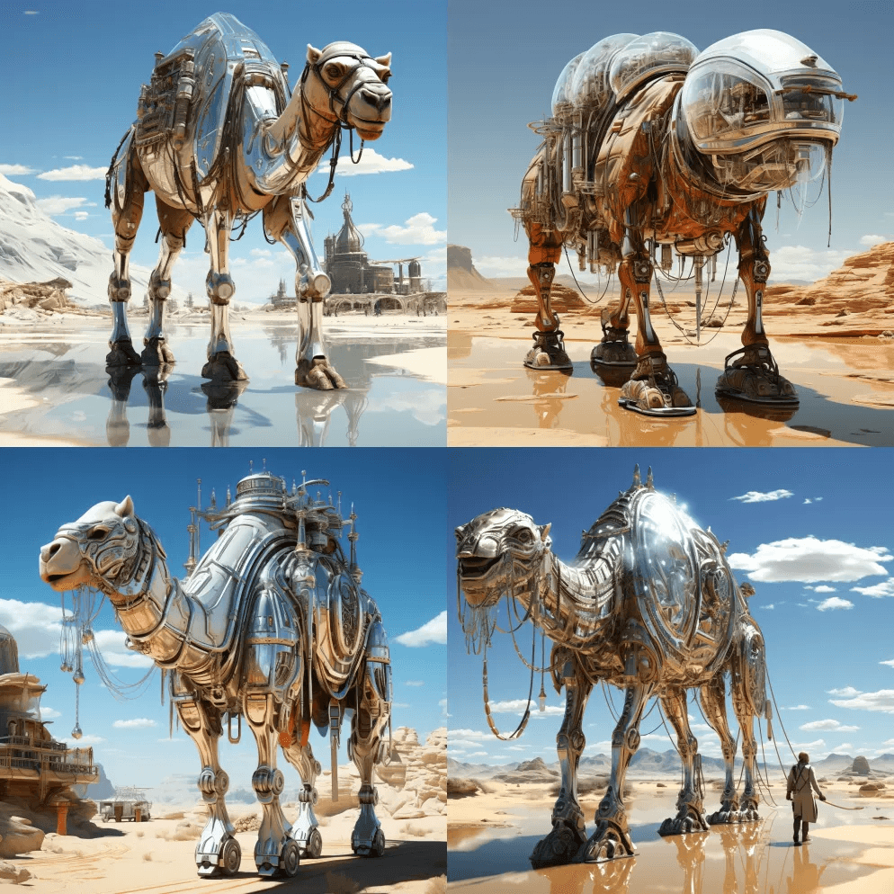 单人马车，沙漠之船，科幻小说，尤罗沃斯基 - Midjourney Prompt