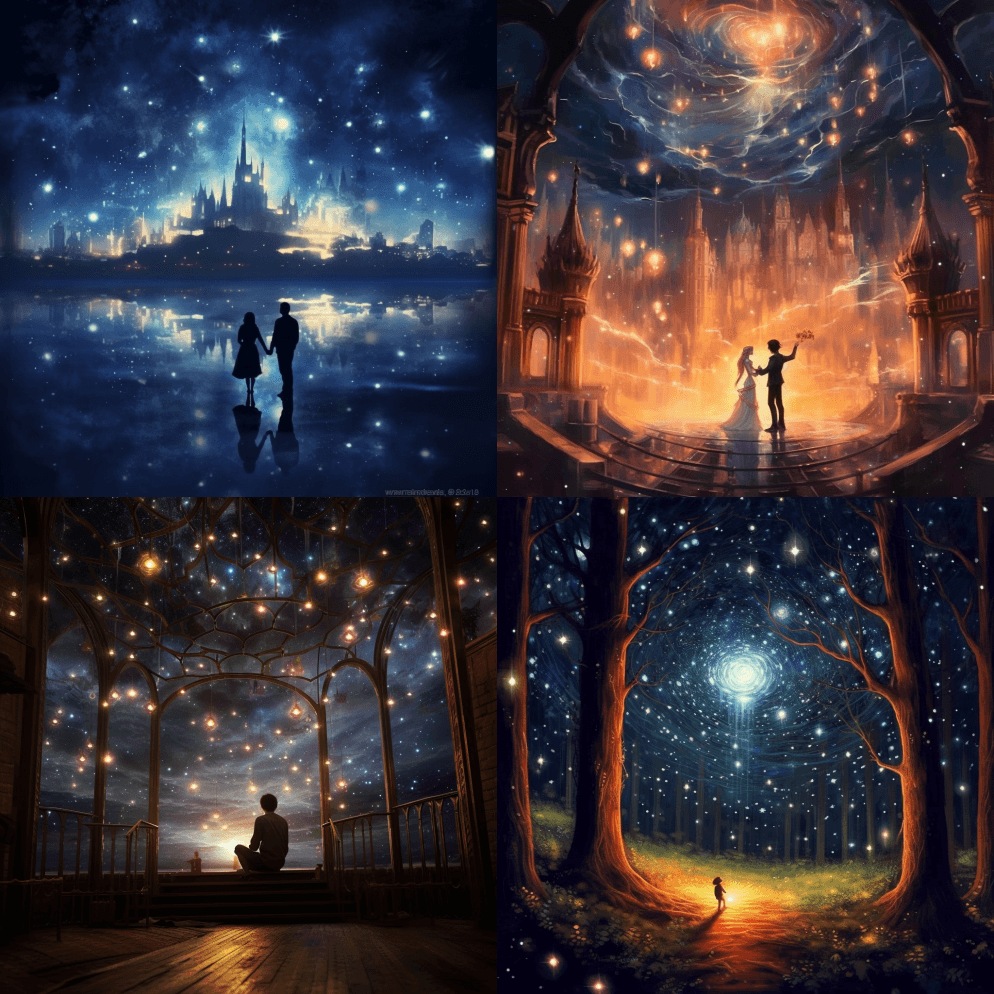 在星光下，有一种神奇的感觉如此正确，它会 - Midjourney Prompt