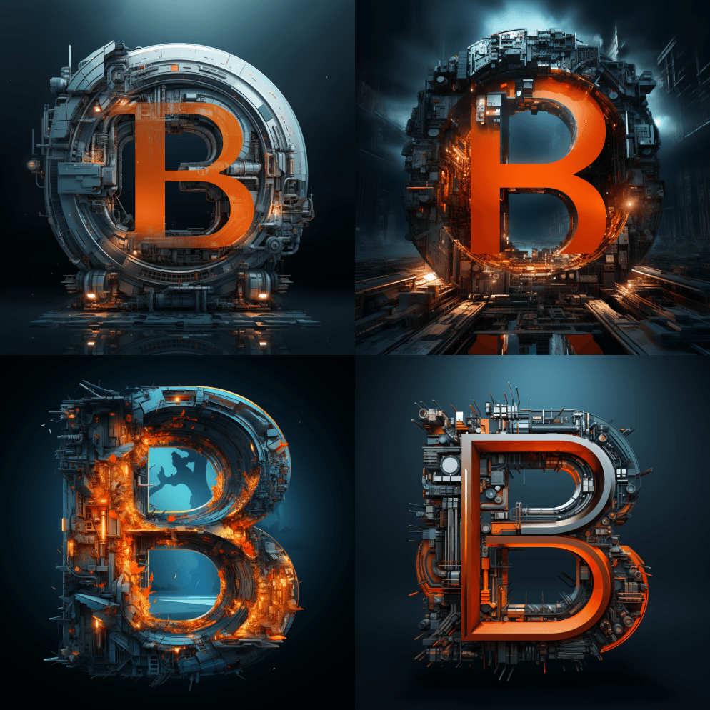 橙色和橙色字母b，采用Toonami风格 - Midjourney Prompt