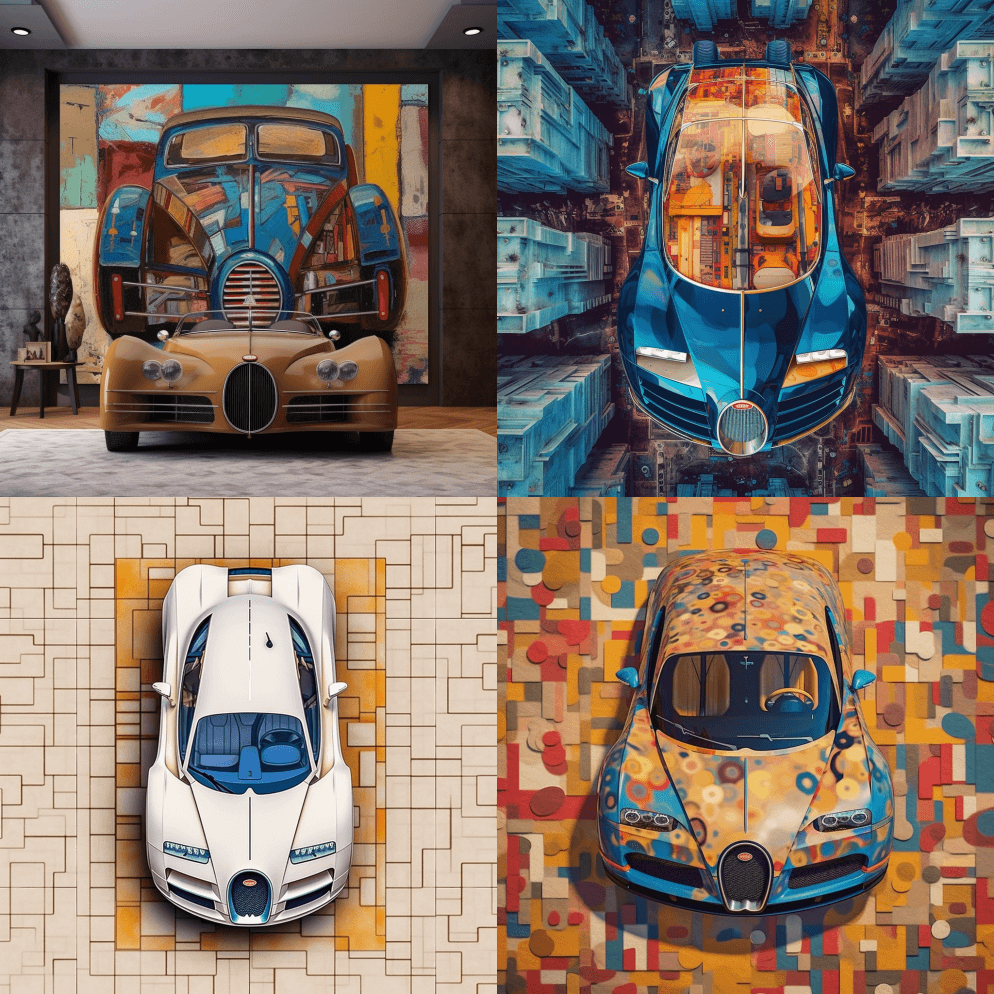 特伦普·L的3D俯视广角布加迪41型，皇 - Midjourney Prompt