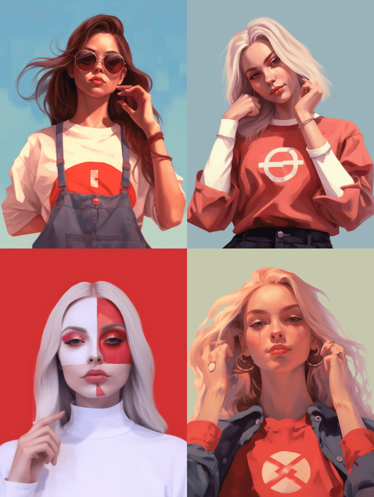 一个女人的大腿S的和平手势，在动画GIF - Midjourney Prompt