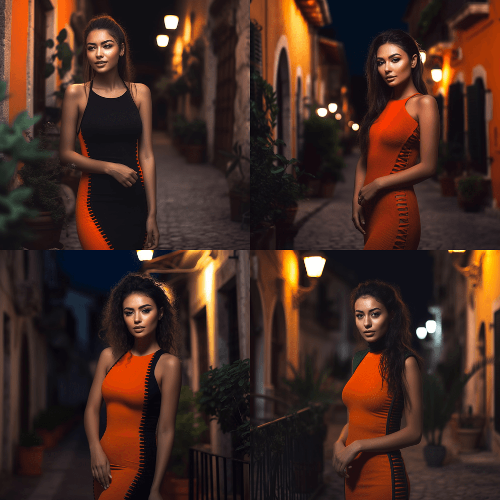 一个非常迷人的女人调情和自信，意大利小村 - Midjourney Prompt