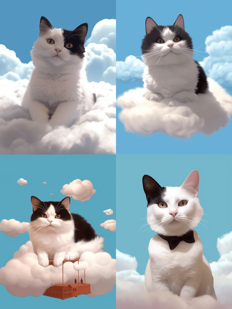 将图1中的猫的胎记添加到图2中的猫的脸上 - Midjourney Prompt