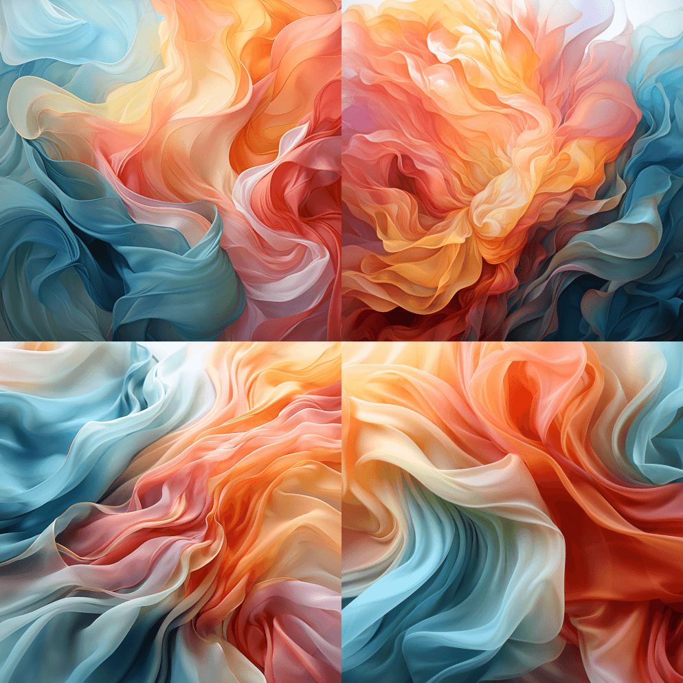 柳林中的风，抽象的印象派，纤丝制成的光滑 - Midjourney Prompt