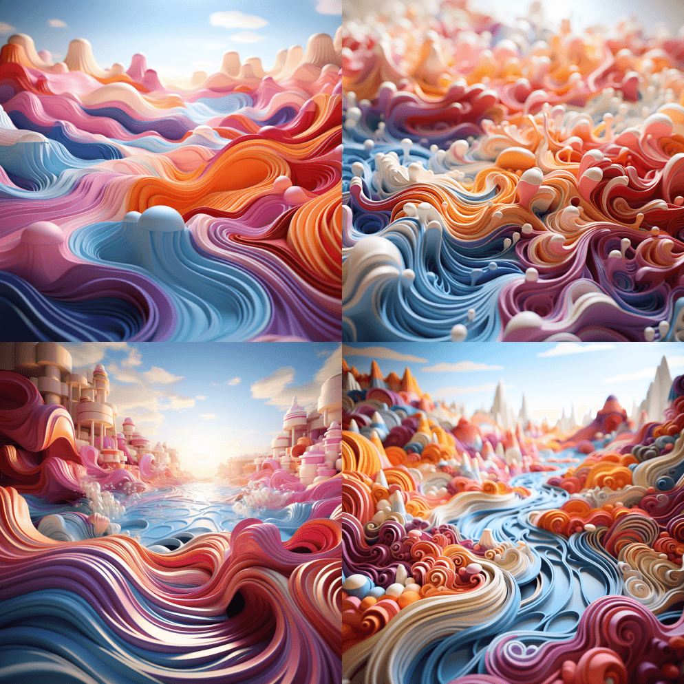 阳光，库比克，分子，放克艺术，3D概念， - Midjourney Prompt