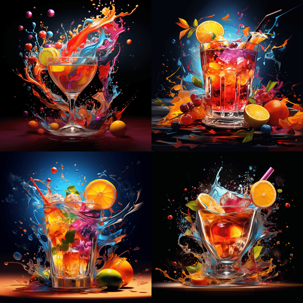 鸡尾酒，真风格，插图，墙纸，杰作，焦点， - Midjourney Prompt