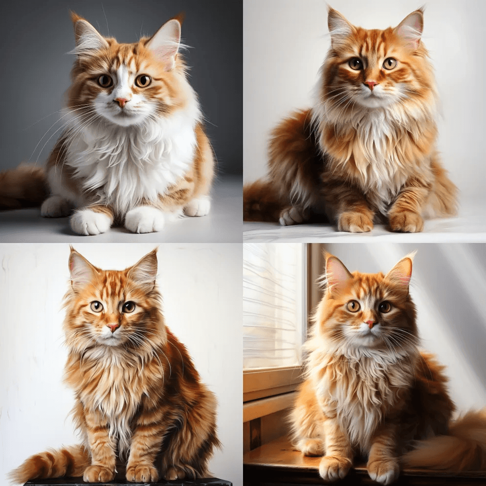 逼真的白色背景上的红色或白色的猫，没有模 - Midjourney Prompt