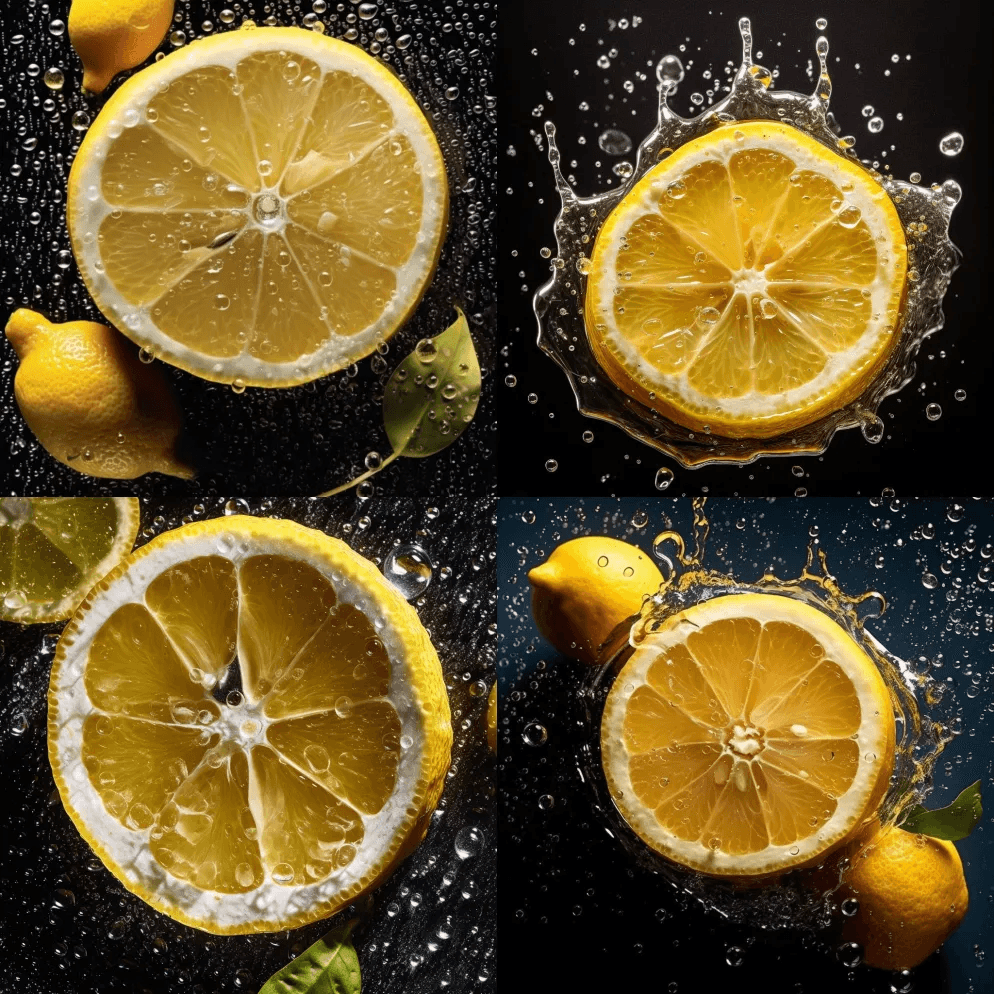 MJ V5.1以新鲜柠檬为背景，装饰着闪 - Midjourney Prompt