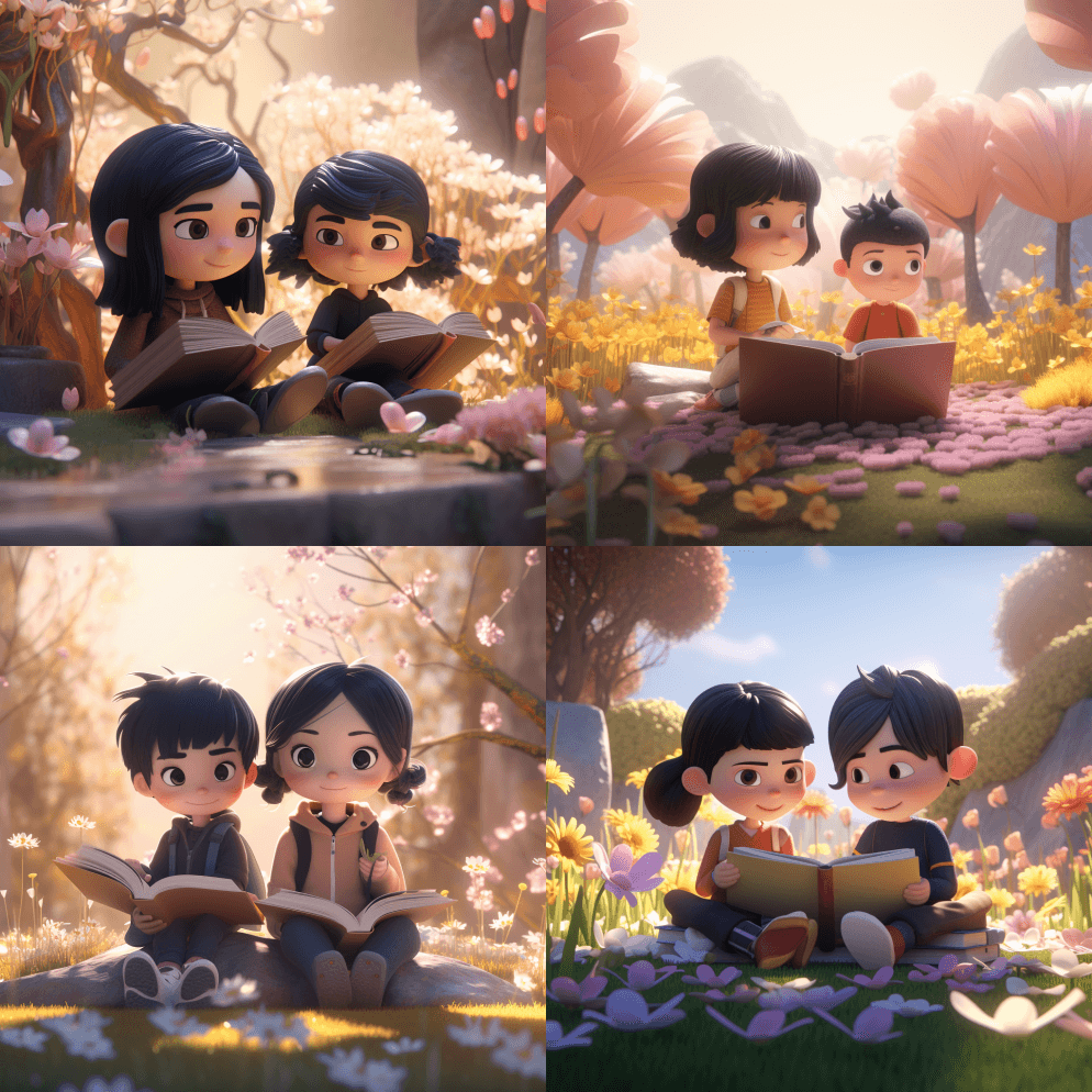 春天到了，一个超级可爱的小女孩和一个超级 - Midjourney Prompt