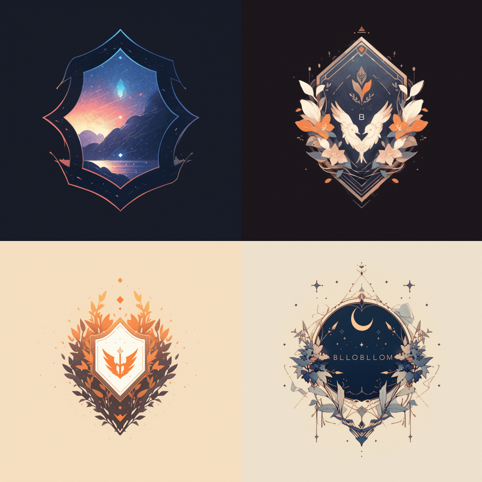 区块链公司的徽章，复古，简单，极简。 - Midjourney Prompt