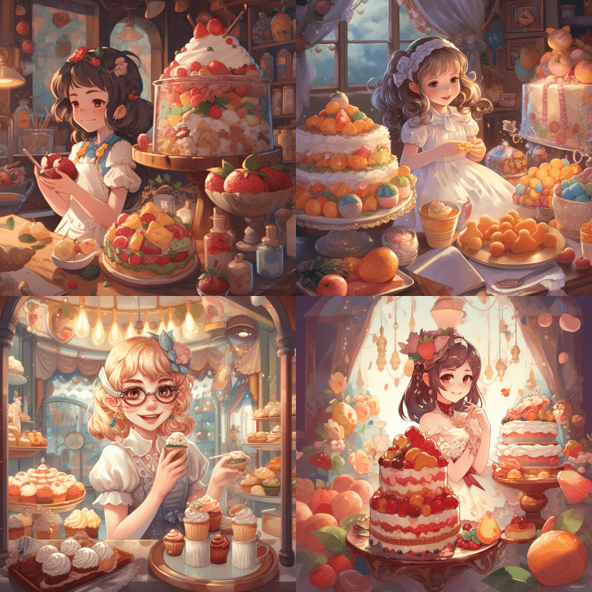 一个化身成冰激凌的女孩，穿着充满奶油和水 - Midjourney Prompt