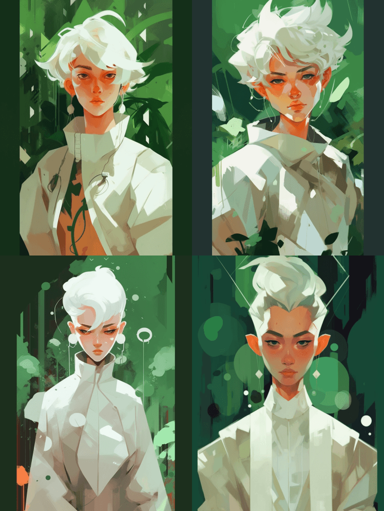 动画中的一名男性角色穿着白色衣服，风格为 - Midjourney Prompt