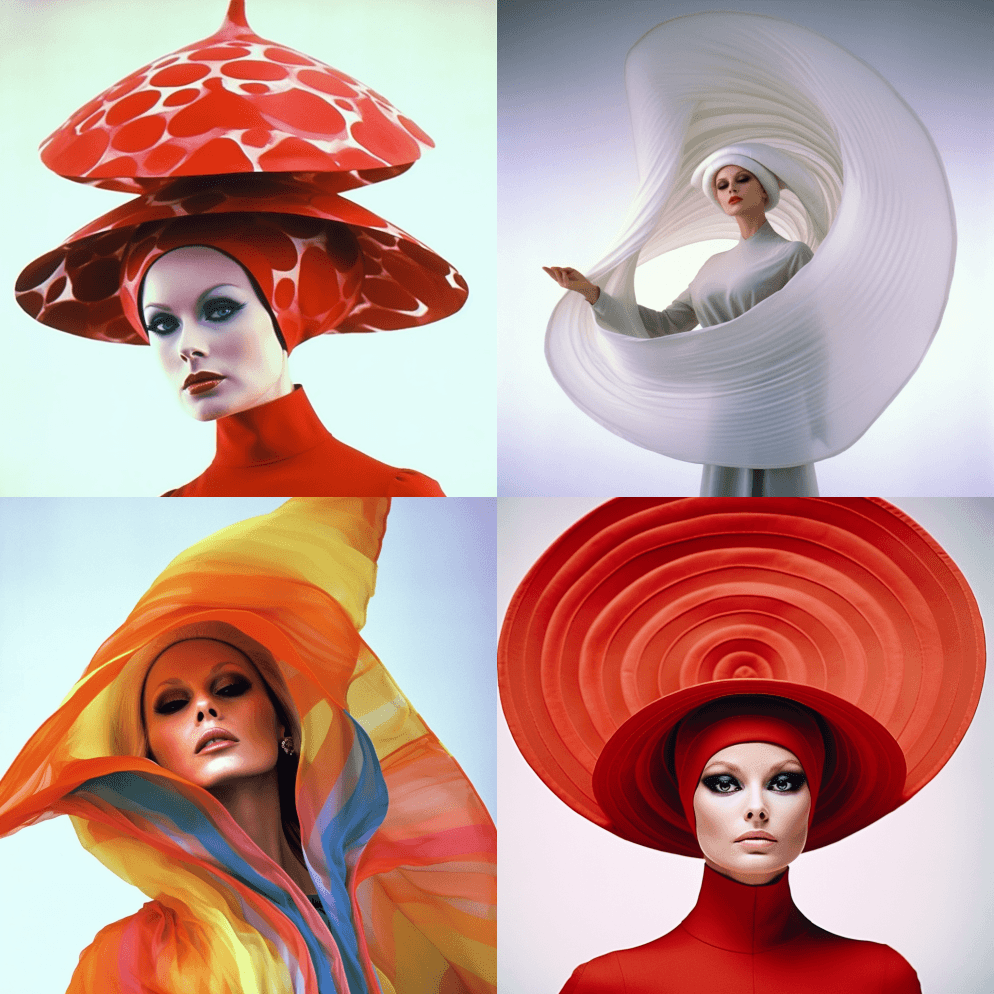 令人惊叹的女神，皮埃尔·卡丁和伯特·斯特 - Midjourney Prompt