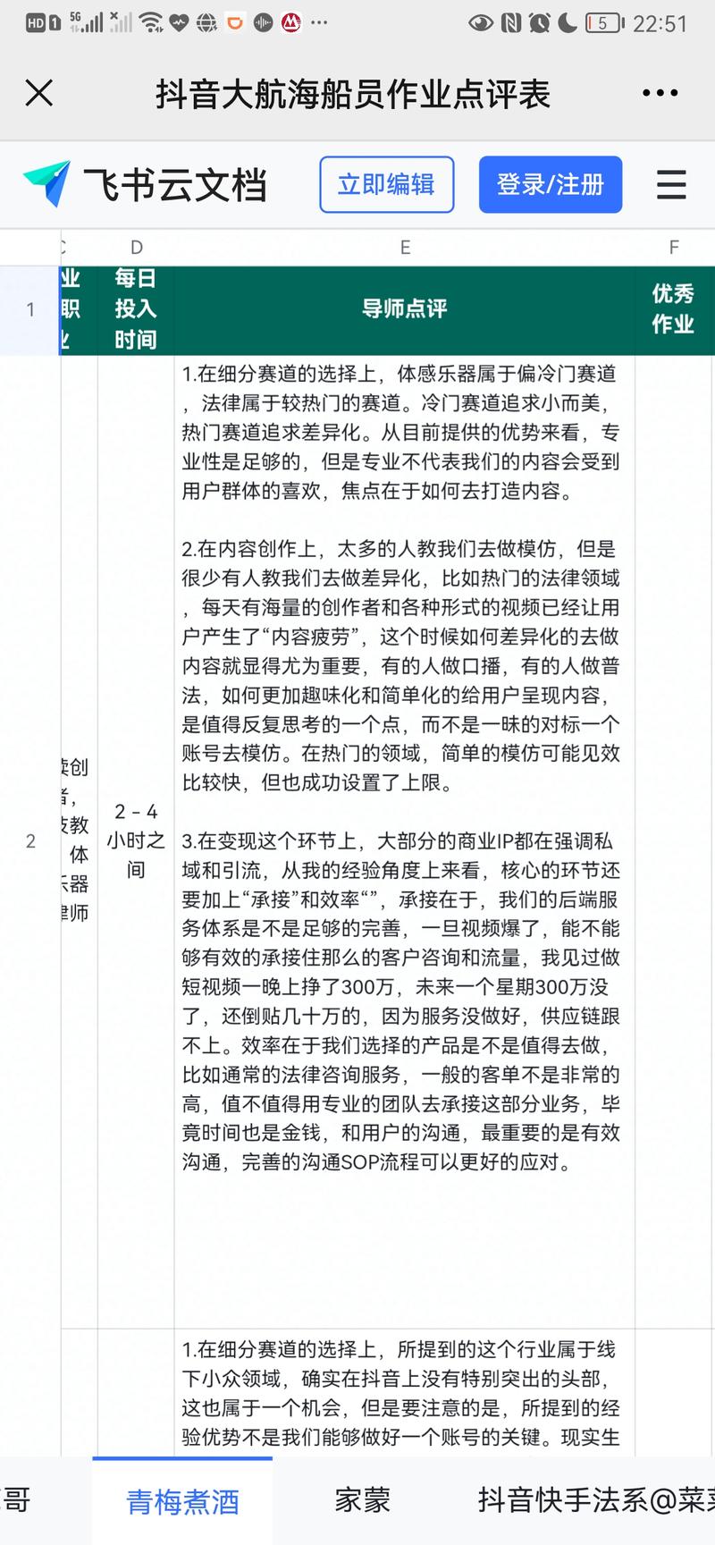 邀请了七十多位龙珠圈友和这次抖音商业IP大航海计划的导师，给大家报名这次大航海计划提交的作业进行点评