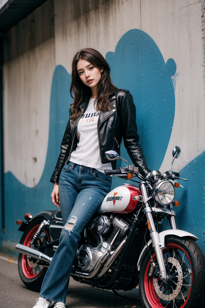 AI绘图  
今日研究了下赛博机车女孩的生成效果，期间挺顺利的没遇到什么较大的问题，主要记录下主