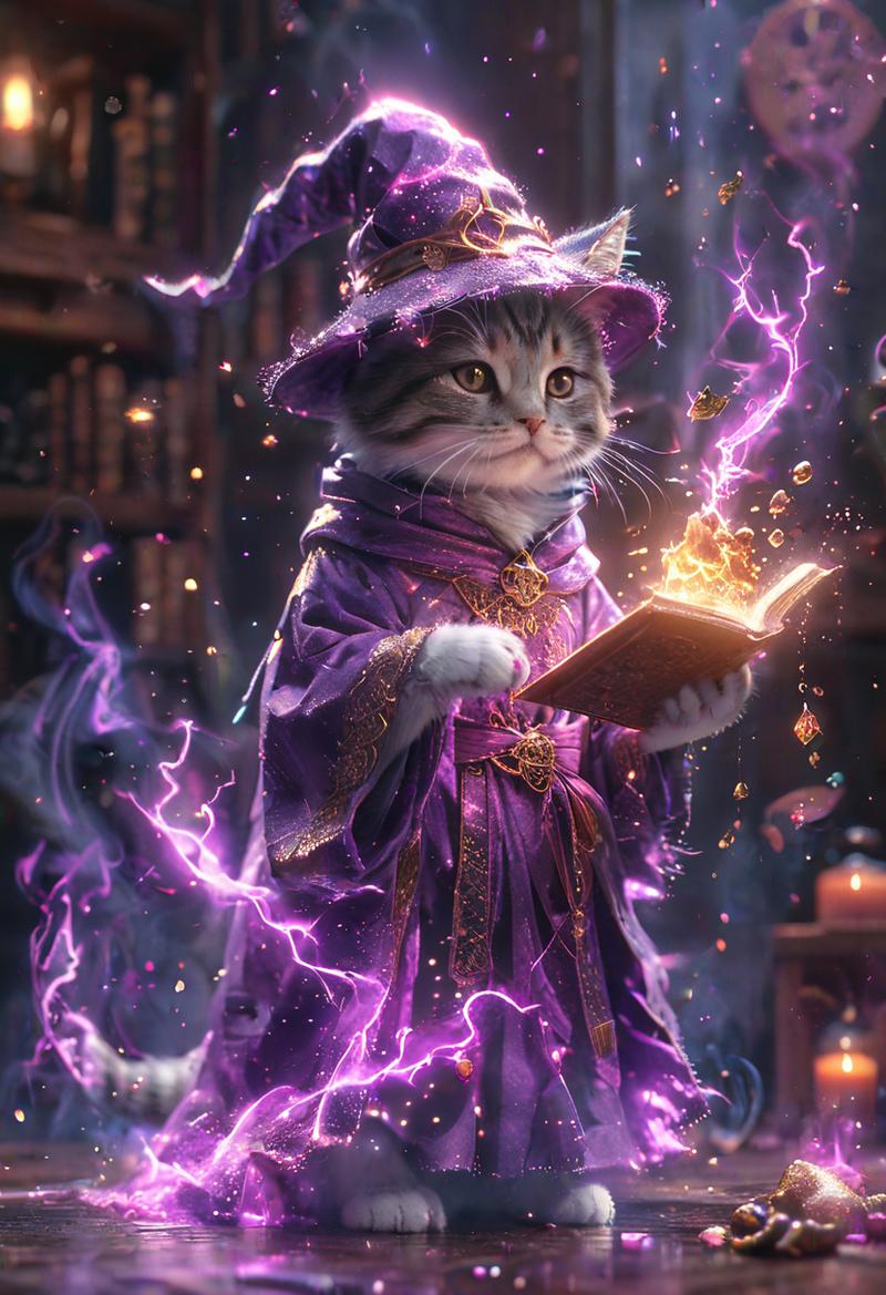 魔法猫咪
Lora分享：
奇幻巫师风格：Fantasy_Wizard__Witches_SDXL