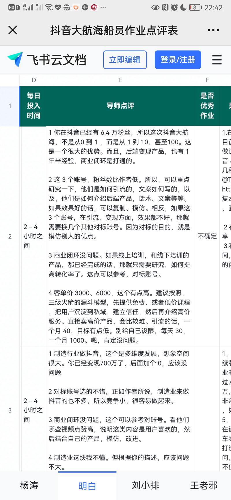 邀请了七十多位龙珠圈友和这次抖音商业IP大航海计划的导师，给大家报名这次大航海计划提交的作业进行点评