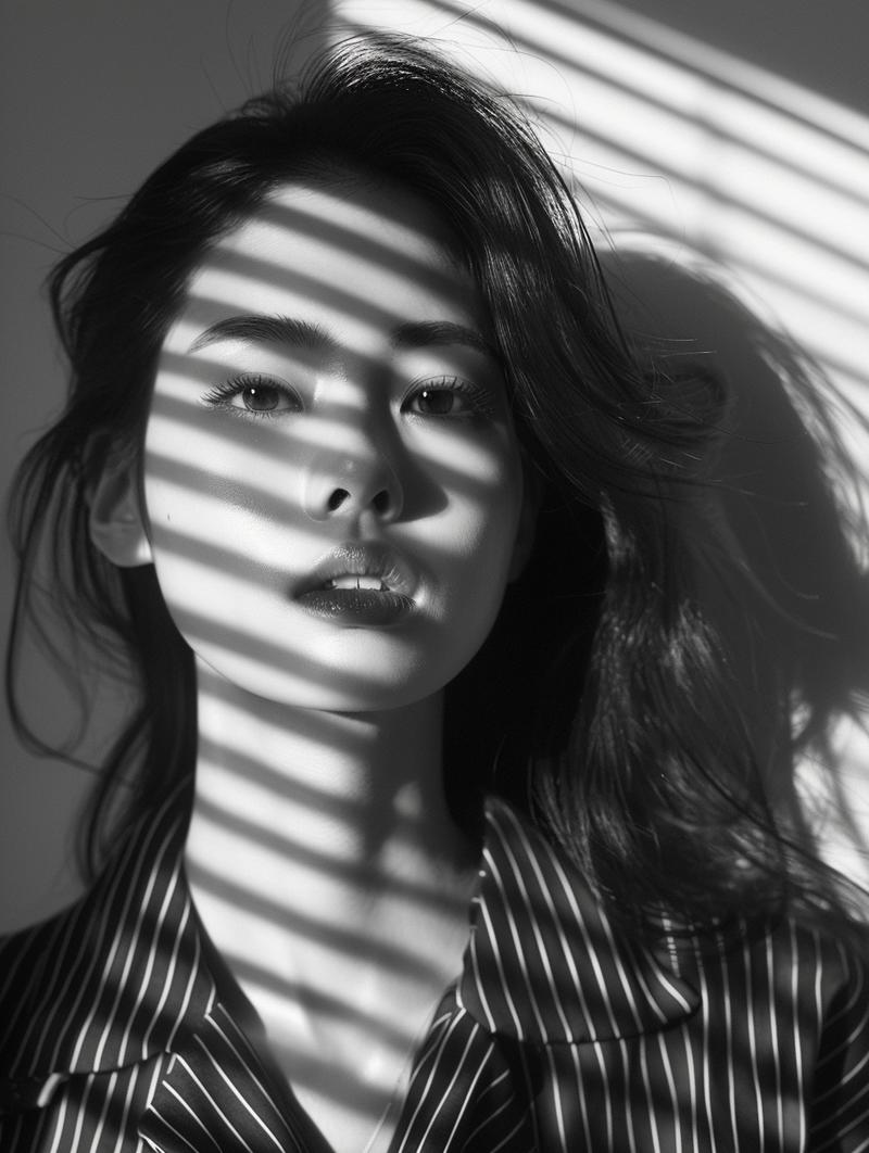 009：黑与白永远是最流行的时尚，这组提示词中，关键词为​Black and white portr