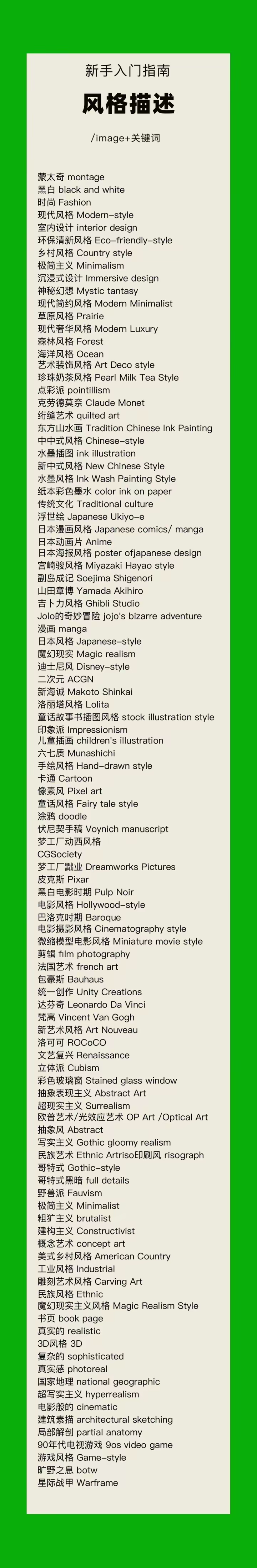 mj 咒语集合
如果有用，点个赞再收藏呗，或者收藏了点个赞呗[呲牙]