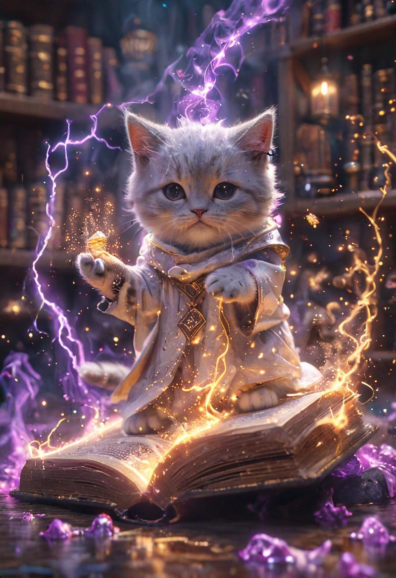 魔法猫咪
Lora分享：
奇幻巫师风格：Fantasy_Wizard__Witches_SDXL