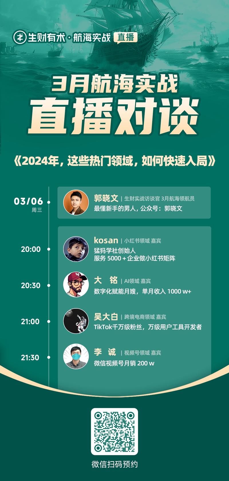 3 月航海来了！报名正式开启！
大家好，我是生财团队的森林，主要负责航海教研。
新来的朋友可能不