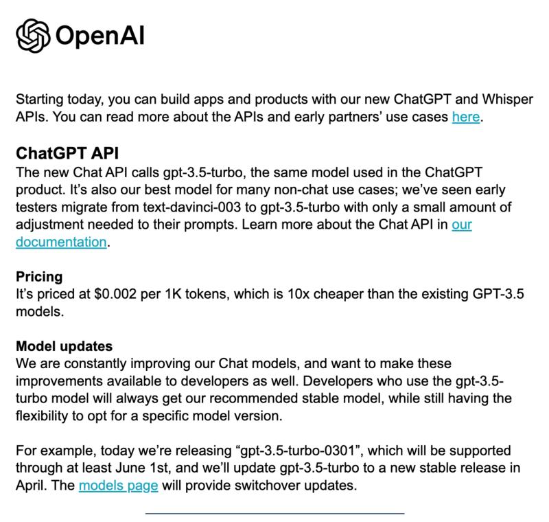 ChatGPT API开放，真正的好机会来了，开发者一定要关注。
接下来会涌现出一批人工智能应用开