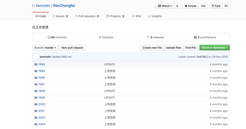 看到github上收录了1994年到2018年，任正非讲话稿400余篇讲话稿。想起github上也有