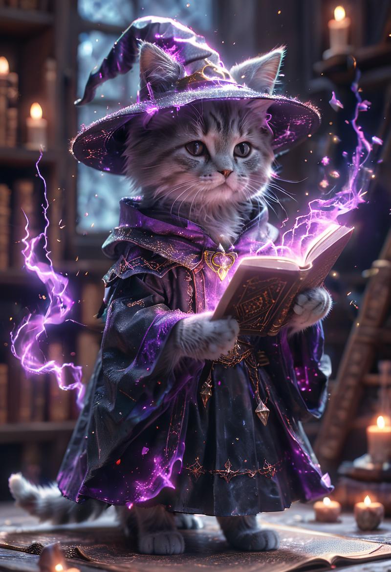 魔法猫咪
Lora分享：
奇幻巫师风格：Fantasy_Wizard__Witches_SDXL