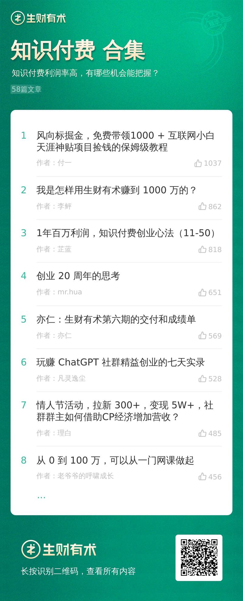 周五啦，我来上线本周最后一个合集【知识付费合集】：