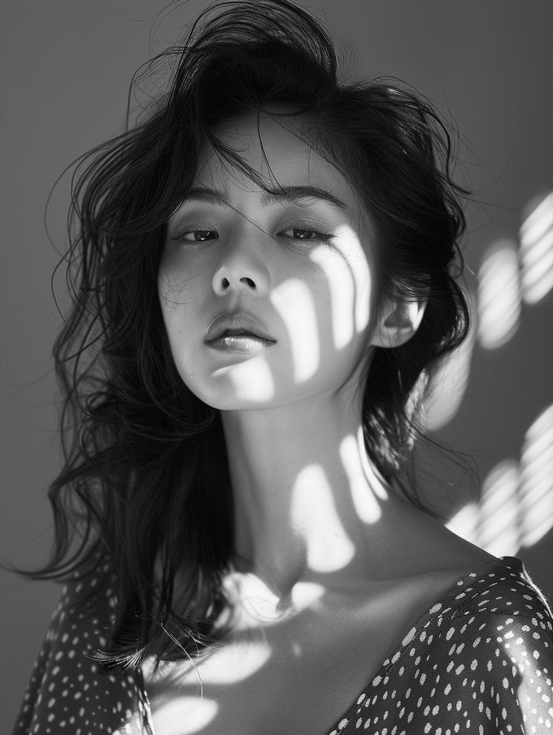 009：黑与白永远是最流行的时尚，这组提示词中，关键词为​Black and white portr