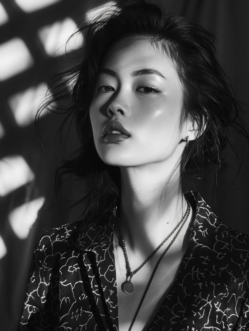 009：黑与白永远是最流行的时尚，这组提示词中，关键词为​Black and white portr