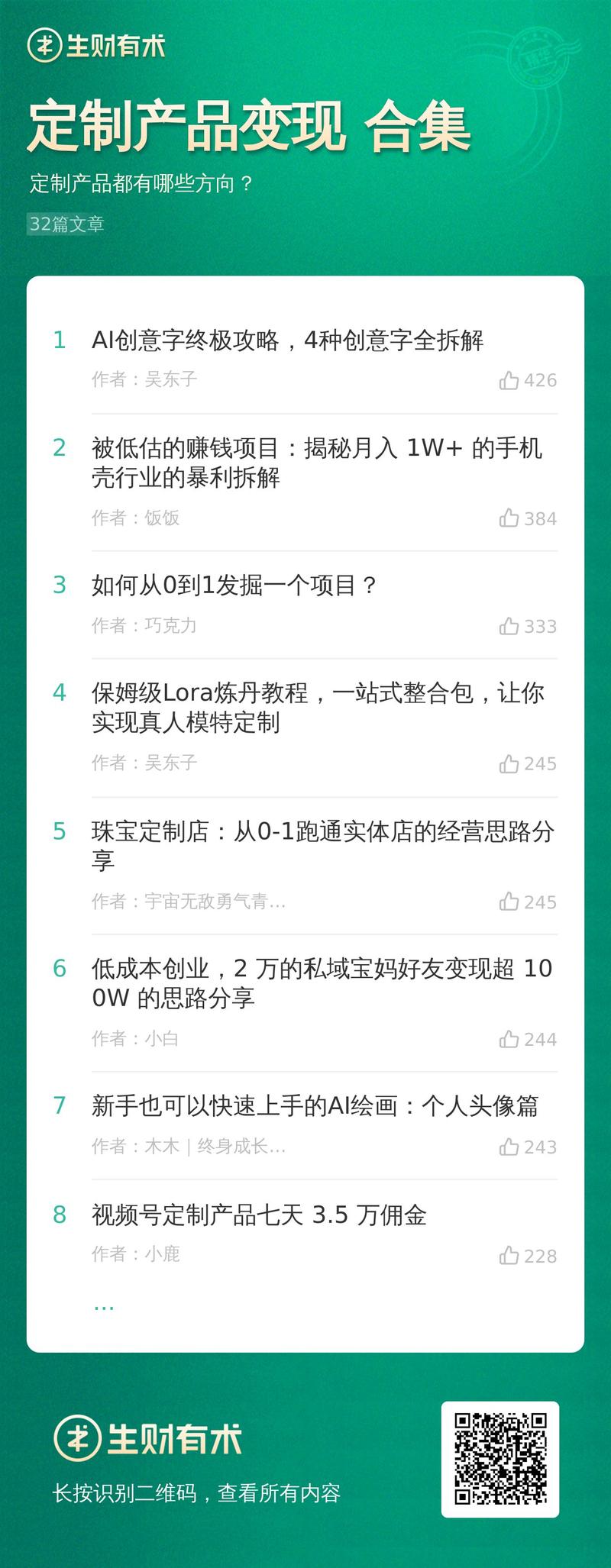 随着人们越来越追求独特和个性化的产品，定制产品也存在着不小的市场机会。
为了让各位圈友能快速获取到