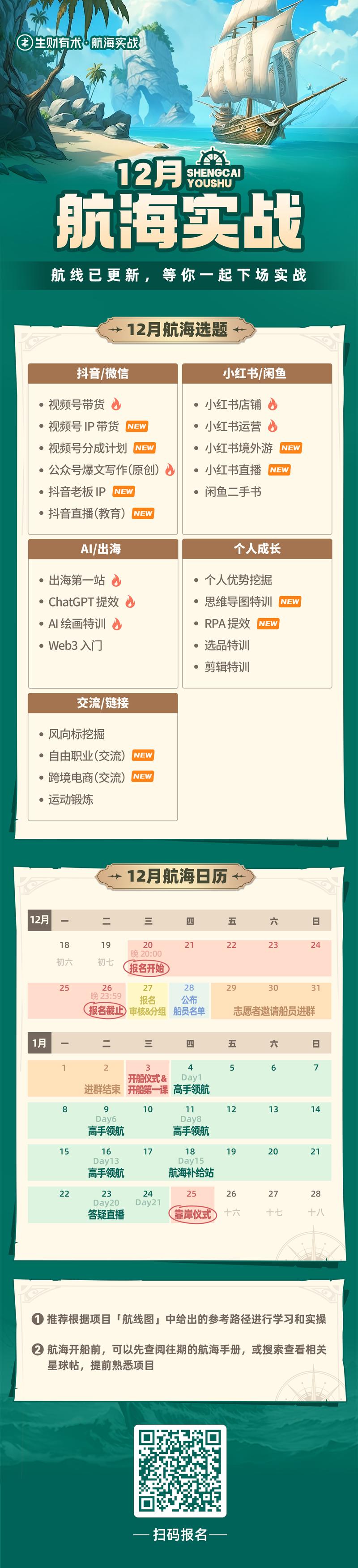 🌊12 月航海来了！今晚正式开放报名。
【微信扫码图1报名】
或
复制链接到微信内报名：