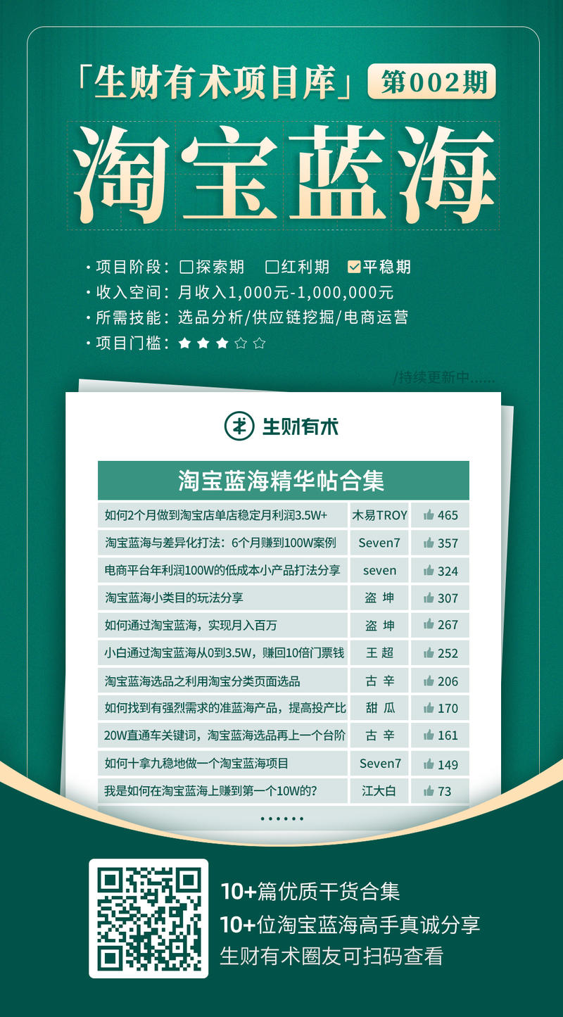 八点到，先来给大家送一个小礼物。
生财有术