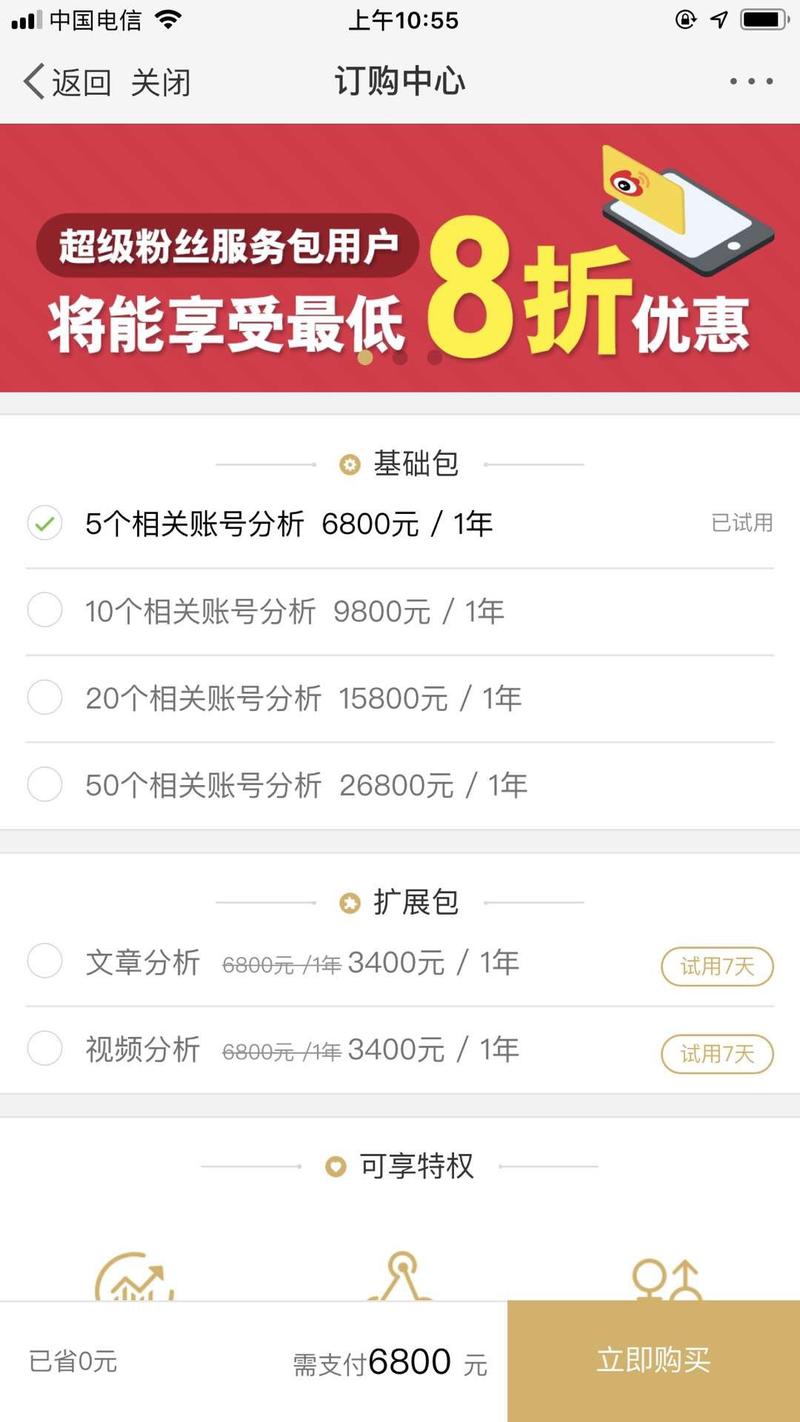 微博的收费方案
低频+刚需=高客单价